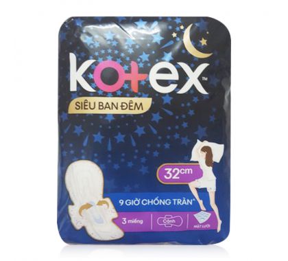 Băng vệ sinh Kotex Siêu ban đêm dài 32 cm ( gói 3 miếng ) Bao 48 gói